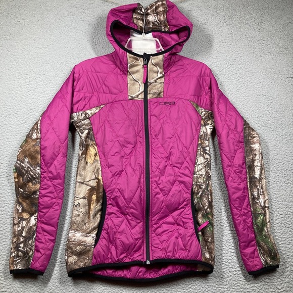 DSG Jackets & Blazers - DSG Realtree Camo Quilted Jacket Womens Medium Pink Hooded Full Zip Outdoors